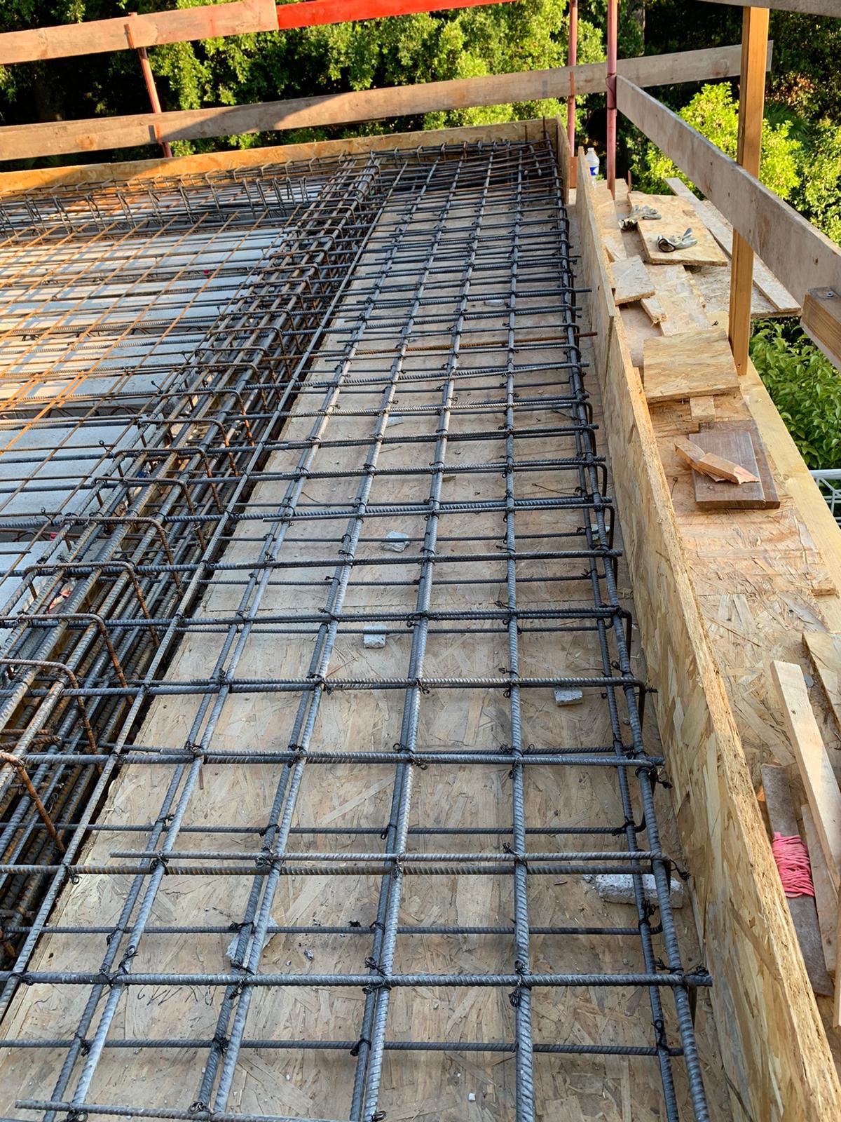Construction: welded wire mesh, rebar and formwork