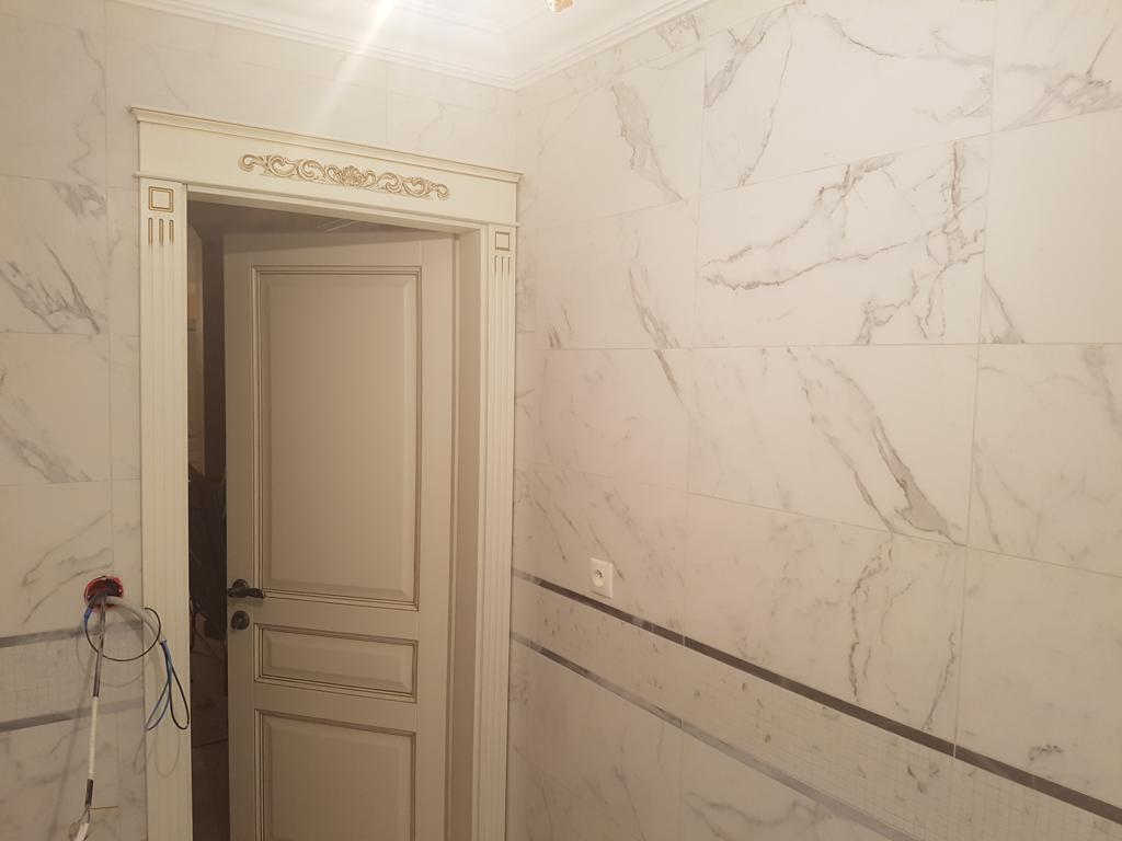 Shower room wall tile installation