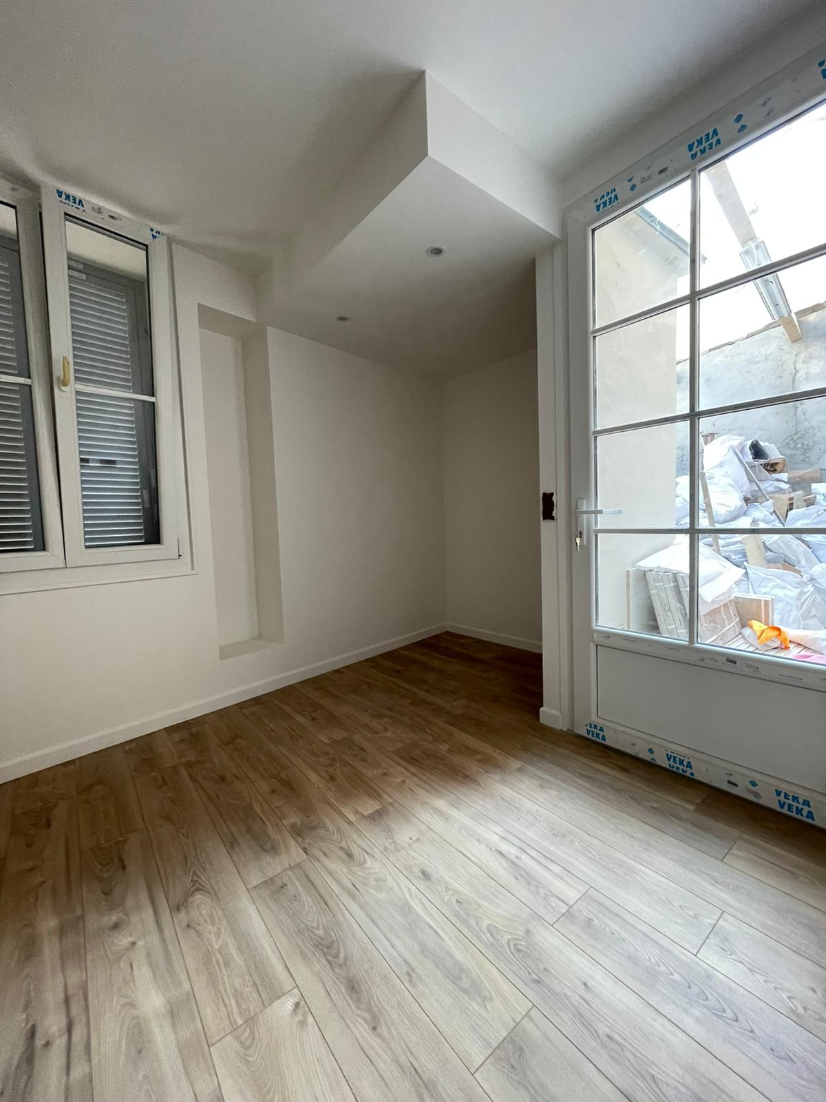Renovation: hardwood floor and drop ceiling