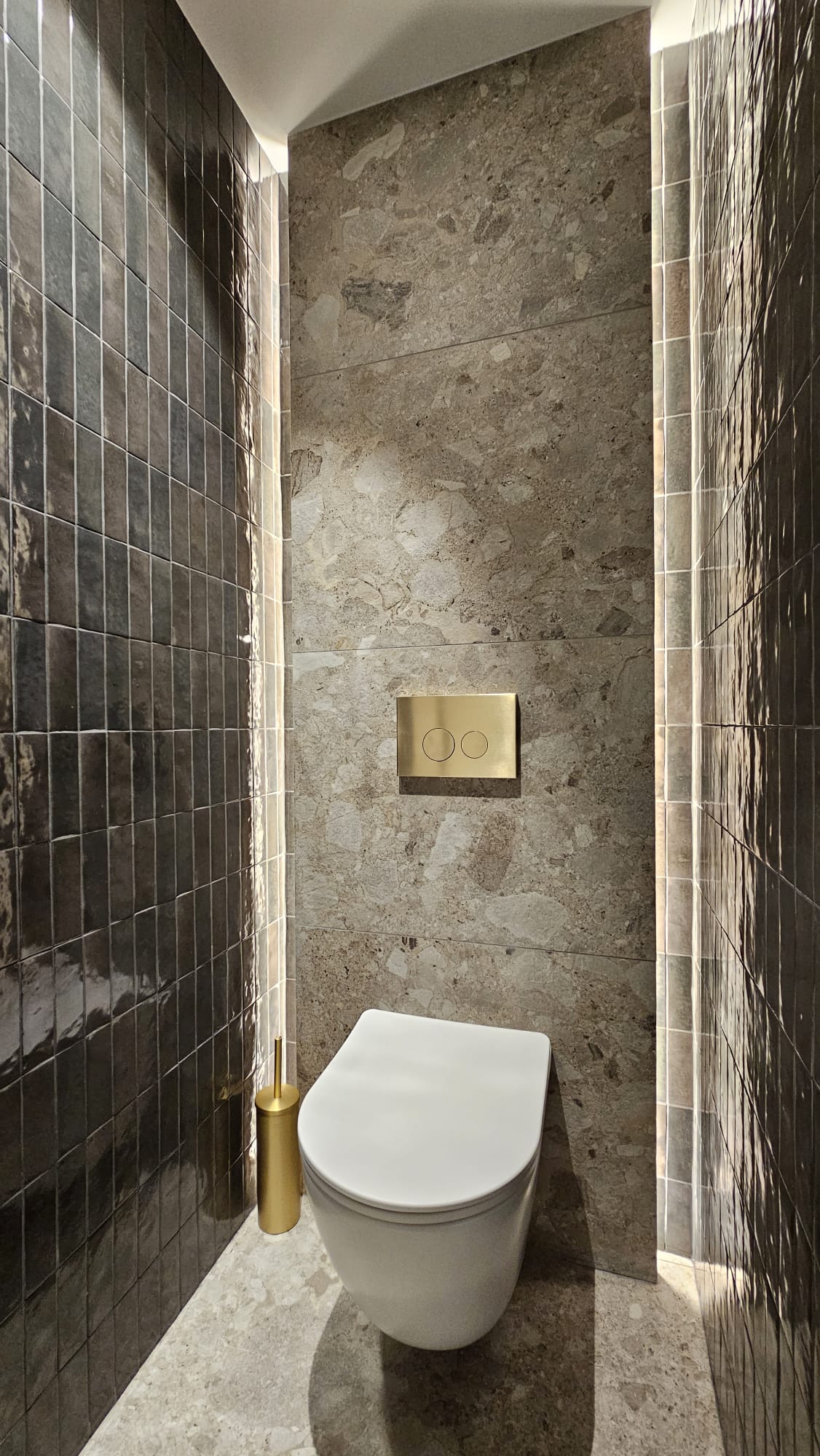 Toilet room renovation: tiling and LED strip lighting