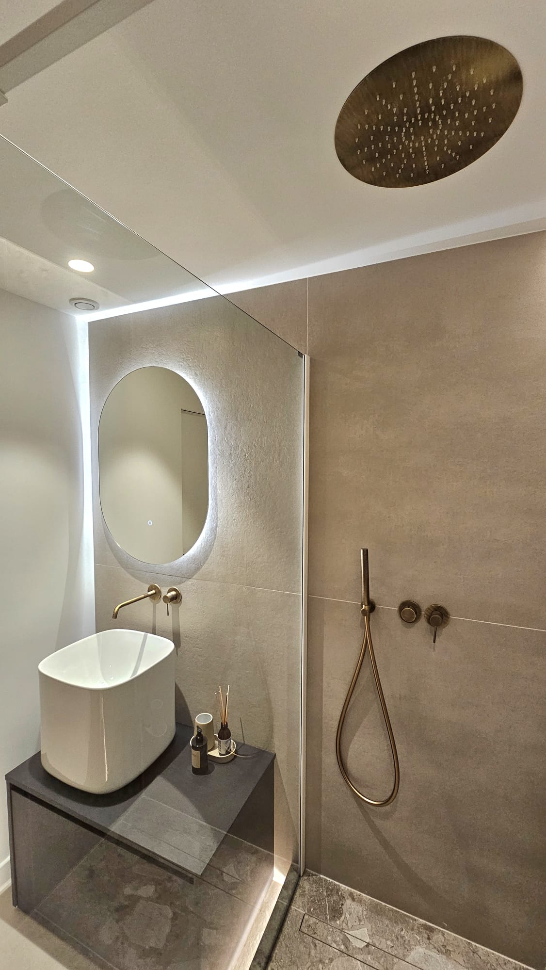 Shower room renovation: built-in shower head
